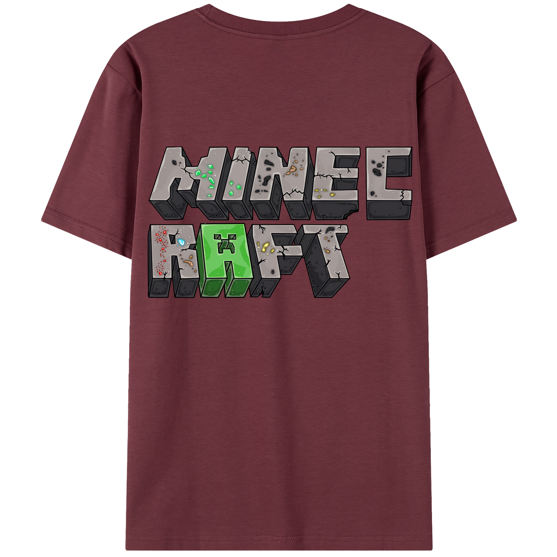 （画像用） マインクラフト ブロックの世界 Minecraft MC Block world 綿100％半袖Tシャツ（背面プリント）